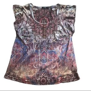 Apt. 9 Gold Bead Embroidered Top